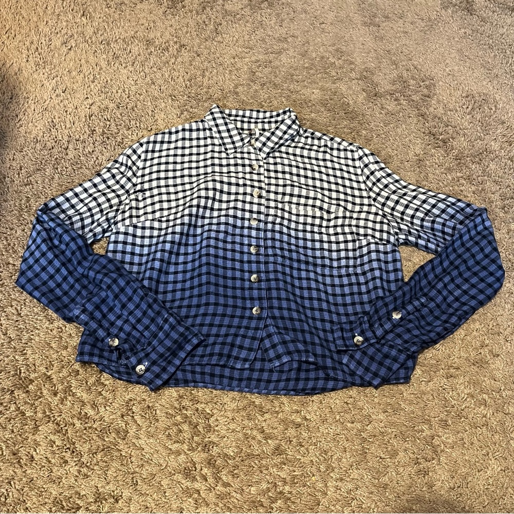 Free people plaid ombré top size xs